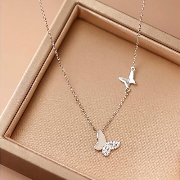 Kate Spade Solid  Silver Butterfly Pendant Necklace - Picture 2 of 5